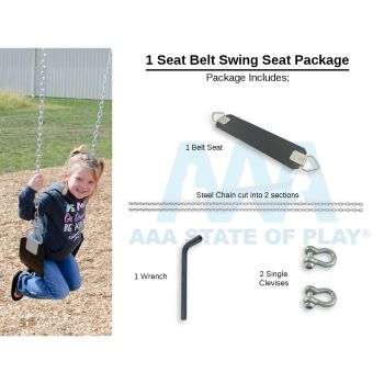 1 Seat Belt Swing Seat Package (includes Belt Seat, Chain, Connectors, Tool - 4 Top Rail Heights)