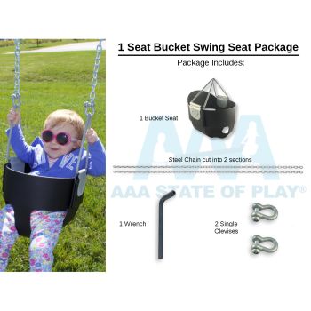 1 Seat Bucket Swing Seat Package (includes Bucket Seat, Chain, Connectors, Tool - 2 Top Rail Heights)