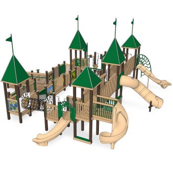 Castle Court Recycled Plastic Playsystem - Front View