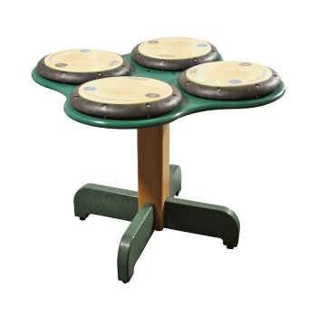 QuaDDDD Play Drum Table in Green and Cedar