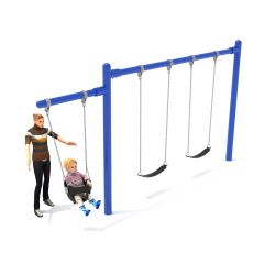 PSW110WS Elite Series 5 inch Single Post Cantilever Swing Blue with Adult and Child Blue