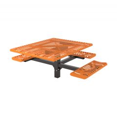 ADA Accessible Classic Square Pedestal Table - 3 Seats - In-ground Mount